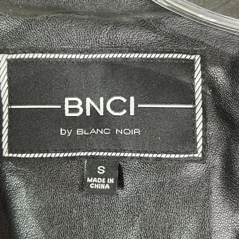 NWT Blanc Noir Women’s Long Sleeve Knitted Leather Jacket Size Small #650 - Picture 12 of 17